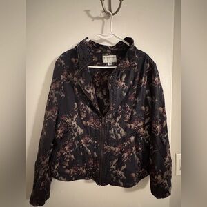 Anthropologie Floral Bicker Jacket - Black and Brown